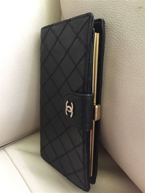 black chanel wallet with white logo|authentic Chanel wallet.